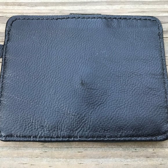 Handmade Card Holder Black Genuine Leather Mini Pu - Picture 4 of 10